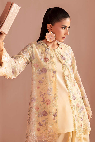 Maria B | RTW | 3 Piece Embroidered Cotton Net Suit-Brand:Maria B-Type:Luxury Pret-Yellow - House of Maryam- Buy in UK, USA