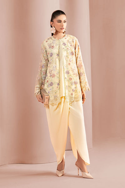 Maria B | RTW | 3 Piece Embroidered Cotton Net Suit-Brand:Maria B-Type:Luxury Pret-Yellow - House of Maryam- Buy in UK, USA