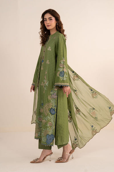 Maria B | RTW | 3 Piece Embroidered Dobby Jacquard Suit-Brand:Maria B-Type:Luxury Pret-Green - House of Maryam- Buy in UK, USA