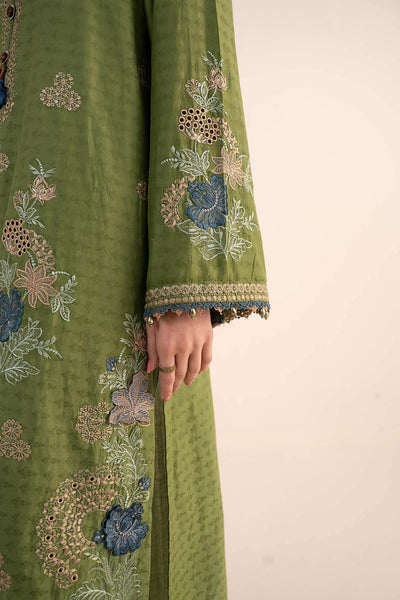 Maria B | RTW | 3 Piece Embroidered Dobby Jacquard Suit-Brand:Maria B-Type:Luxury Pret-Green - House of Maryam- Buy in UK, USA