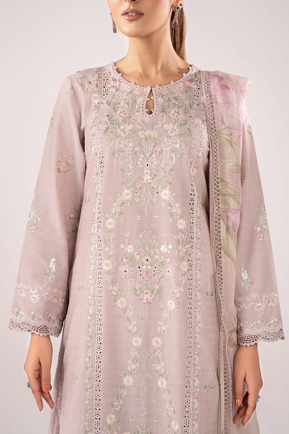 Maria B | RTW | 3 Piece Embroidered Dobby Jacquard Suit-Brand:Maria B-Type:Luxury Pret-Purple - House of Maryam- Buy in UK, USA