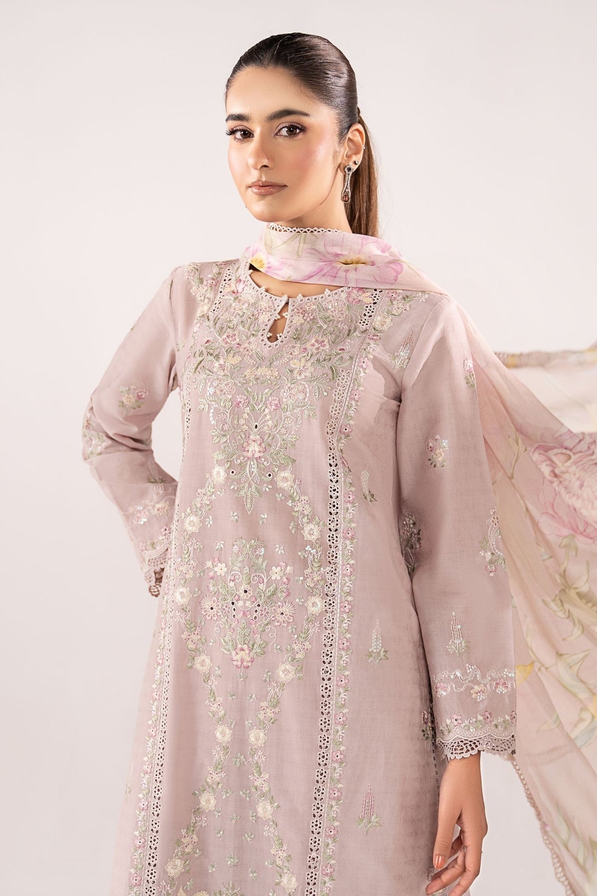 Maria B | RTW | 3 Piece Embroidered Dobby Jacquard Suit-Brand:Maria B-Type:Luxury Pret-Purple - House of Maryam- Buy in UK, USA