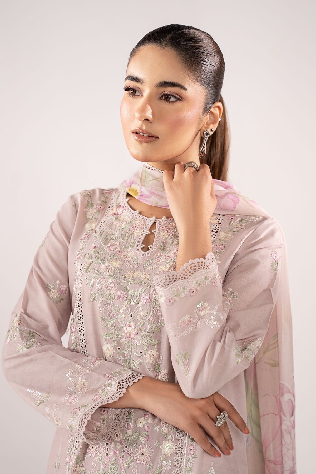 Maria B | RTW | 3 Piece Embroidered Dobby Jacquard Suit-Brand:Maria B-Type:Luxury Pret-Purple - House of Maryam- Buy in UK, USA