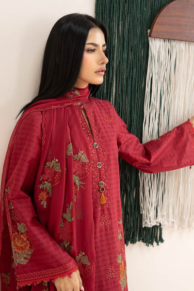 Maria B | RTW | 3 Piece Embroidered Dobby Jacquard Suit-Brand:Maria B-Type:Luxury Pret-Red - House of Maryam- Buy in UK, USA
