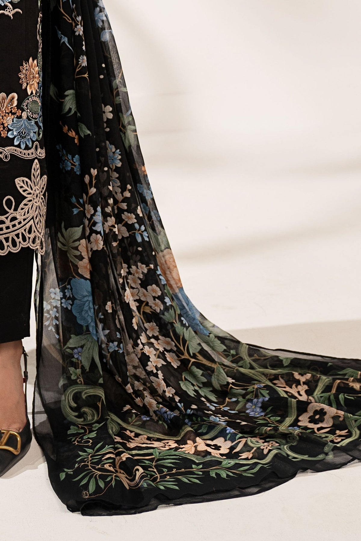 Maria B | RTW | 3 Piece Embroidered Dobby Lawn Suit-Brand:Maria B-Type:Luxury Pret-Black - House of Maryam- Buy in UK, USA