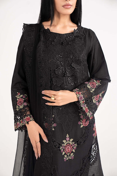 Maria B | RTW | 3 Piece Embroidered Dobby Lawn Suit-Brand:Maria B-Type:Luxury Pret-Black - House of Maryam- Buy in UK, USA