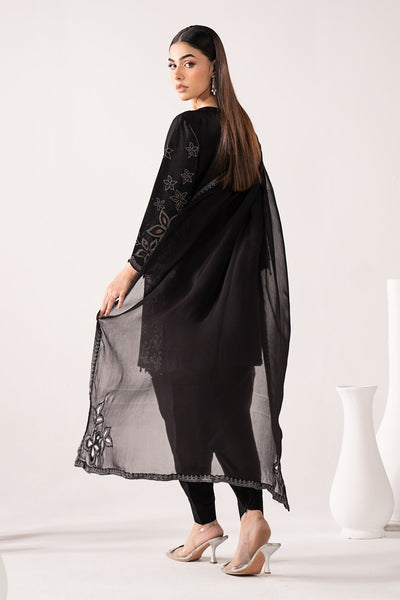 Maria B | RTW | 3 Piece Embroidered Dobby Lawn Suit-Brand:Maria B-Type:Luxury Pret-Black - House of Maryam- Buy in UK, USA