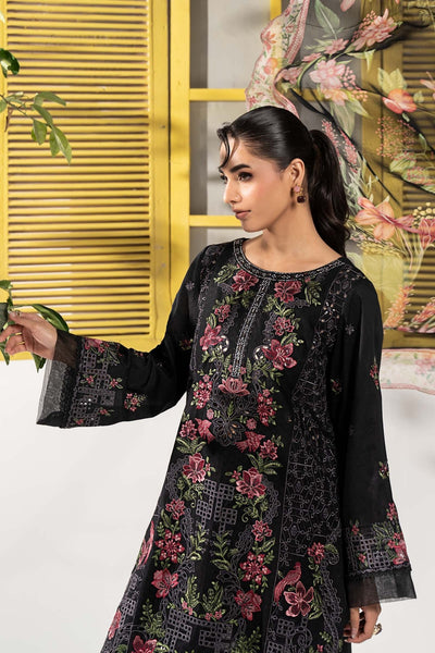 Maria B | RTW | 3 Piece Embroidered Dobby Lawn Suit-Brand:Maria B-Type:Luxury Pret-Black - House of Maryam- Buy in UK, USA
