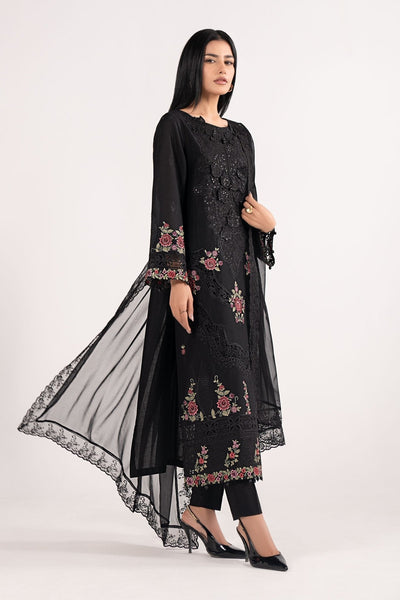 Maria B | RTW | 3 Piece Embroidered Dobby Lawn Suit-Brand:Maria B-Type:Luxury Pret-Black - House of Maryam- Buy in UK, USA