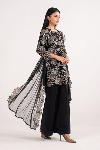 Maria B | RTW | 3 Piece Embroidered Dobby Lawn Suit-Brand:Maria B-Type:Luxury Pret-Black - House of Maryam- Buy in UK, USA