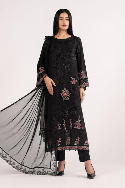 Maria B | RTW | 3 Piece Embroidered Dobby Lawn Suit-Brand:Maria B-Type:Luxury Pret-Black - House of Maryam- Buy in UK, USA