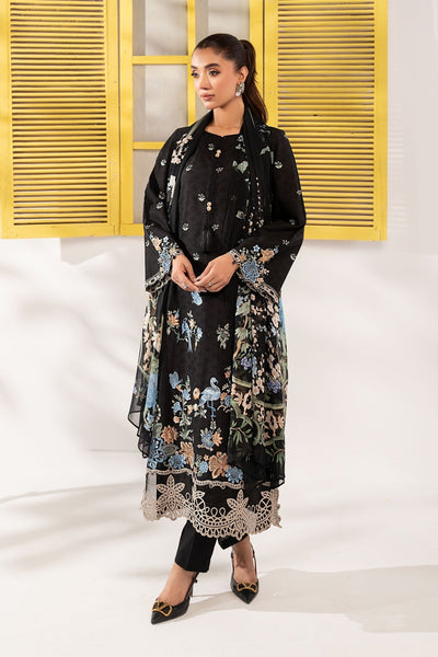 Maria B | RTW | 3 Piece Embroidered Dobby Lawn Suit-Brand:Maria B-Type:Luxury Pret-Black - House of Maryam- Buy in UK, USA