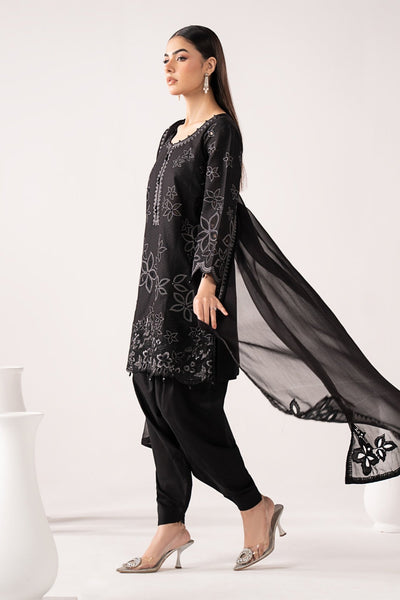 Maria B | RTW | 3 Piece Embroidered Dobby Lawn Suit-Brand:Maria B-Type:Luxury Pret-Black - House of Maryam- Buy in UK, USA