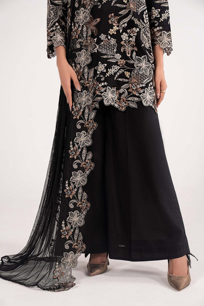 Maria B | RTW | 3 Piece Embroidered Dobby Lawn Suit-Brand:Maria B-Type:Luxury Pret-Black - House of Maryam- Buy in UK, USA