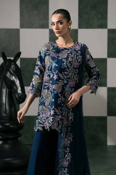 Maria B | RTW | 3 Piece Embroidered Dobby Lawn Suit-Brand:Maria B-Type:Luxury Pret-Blue - House of Maryam- Buy in UK, USA