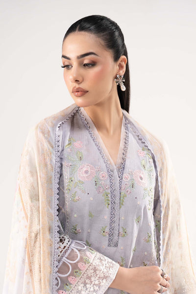 Maria B | RTW | 3 Piece Embroidered Dobby Lawn Suit-Brand:Maria B-Type:Luxury Pret-Blue - House of Maryam- Buy in UK, USA