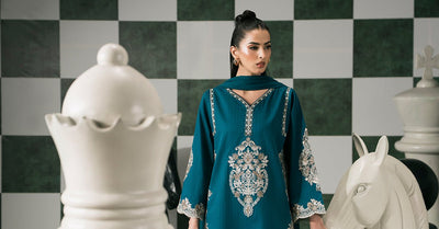 Maria B | RTW | 3 Piece Embroidered Dobby Lawn Suit-Brand:Maria B-Type:Luxury Pret-Blue - House of Maryam- Buy in UK, USA
