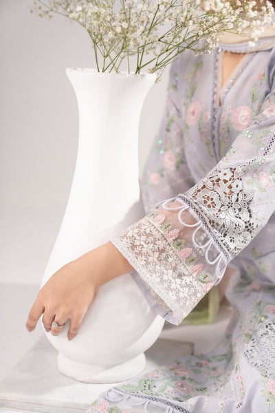 Maria B | RTW | 3 Piece Embroidered Dobby Lawn Suit-Brand:Maria B-Type:Luxury Pret-Blue - House of Maryam- Buy in UK, USA