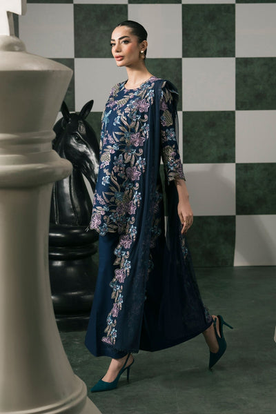 Maria B | RTW | 3 Piece Embroidered Dobby Lawn Suit-Brand:Maria B-Type:Luxury Pret-Blue - House of Maryam- Buy in UK, USA