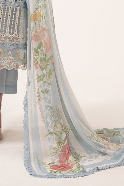 Maria B | RTW | 3 Piece Embroidered Dobby Lawn Suit-Brand:Maria B-Type:Luxury Pret-Blue - House of Maryam- Buy in UK, USA