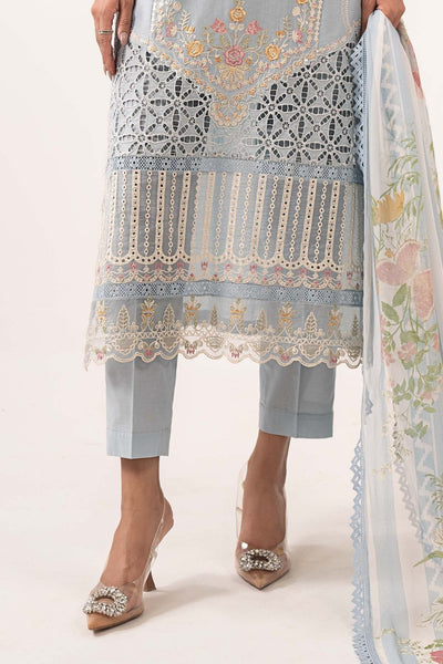Maria B | RTW | 3 Piece Embroidered Dobby Lawn Suit-Brand:Maria B-Type:Luxury Pret-Blue - House of Maryam- Buy in UK, USA