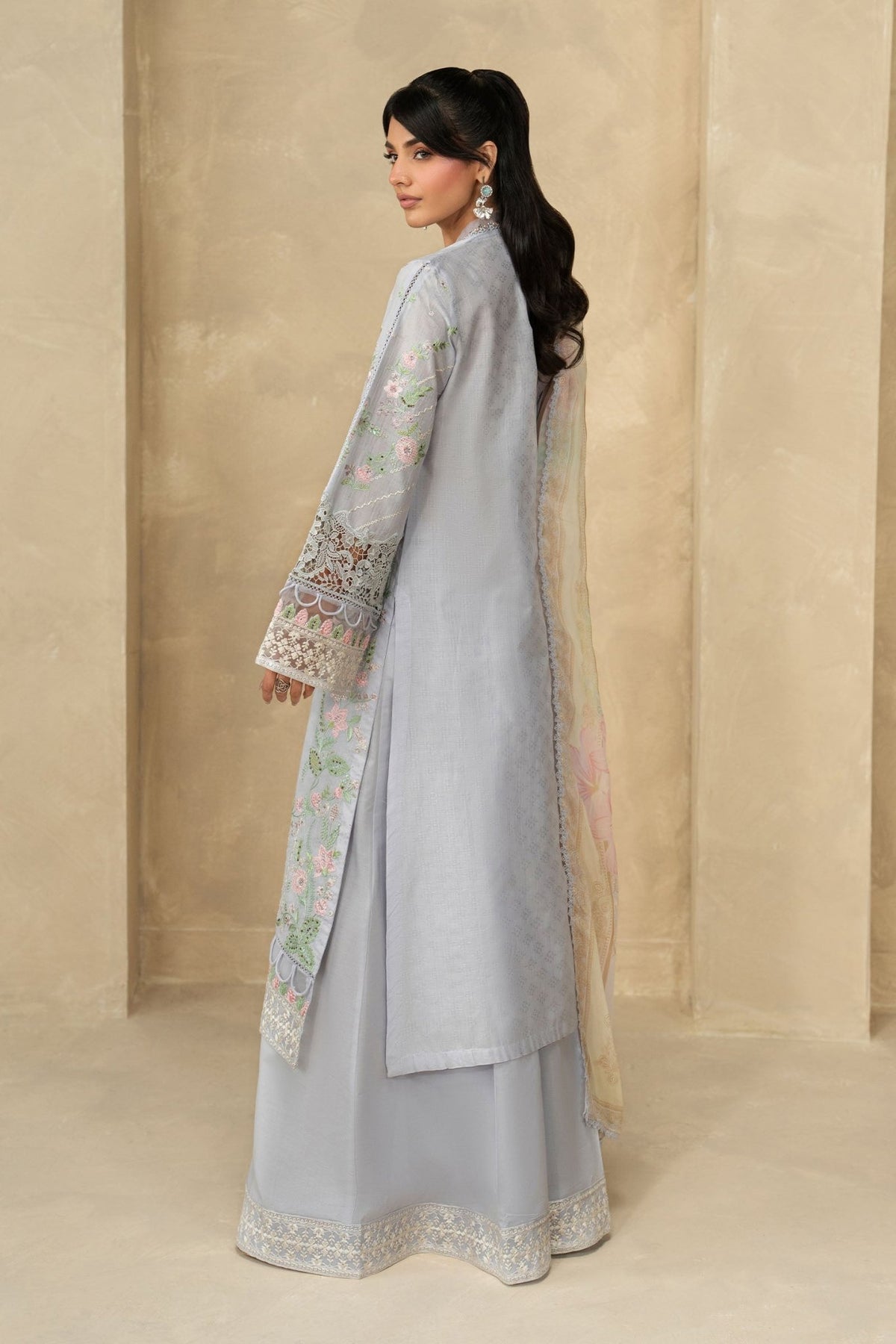 Maria B | RTW | 3 Piece Embroidered Dobby Lawn Suit-Brand:Maria B-Type:Luxury Pret-Blue - House of Maryam- Buy in UK, USA