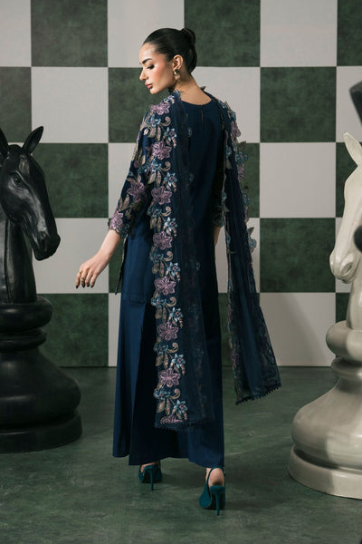 Maria B | RTW | 3 Piece Embroidered Dobby Lawn Suit-Brand:Maria B-Type:Luxury Pret-Blue - House of Maryam- Buy in UK, USA