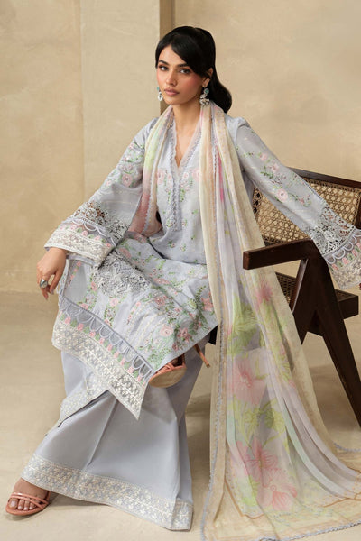 Maria B | RTW | 3 Piece Embroidered Dobby Lawn Suit-Brand:Maria B-Type:Luxury Pret-Blue - House of Maryam- Buy in UK, USA