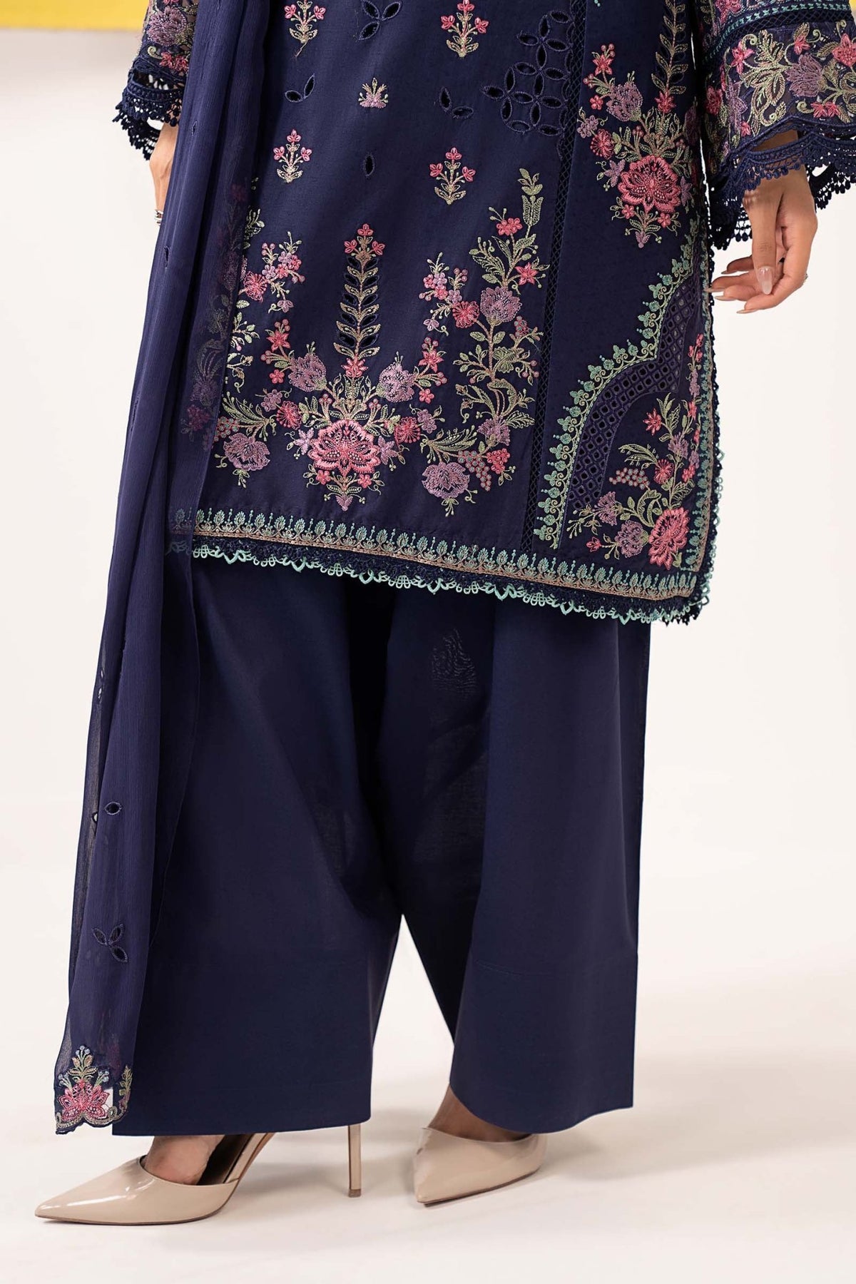 Maria B | RTW | 3 Piece Embroidered Dobby Lawn Suit-Brand:Maria B-Type:Luxury Pret-Blue - House of Maryam- Buy in UK, USA