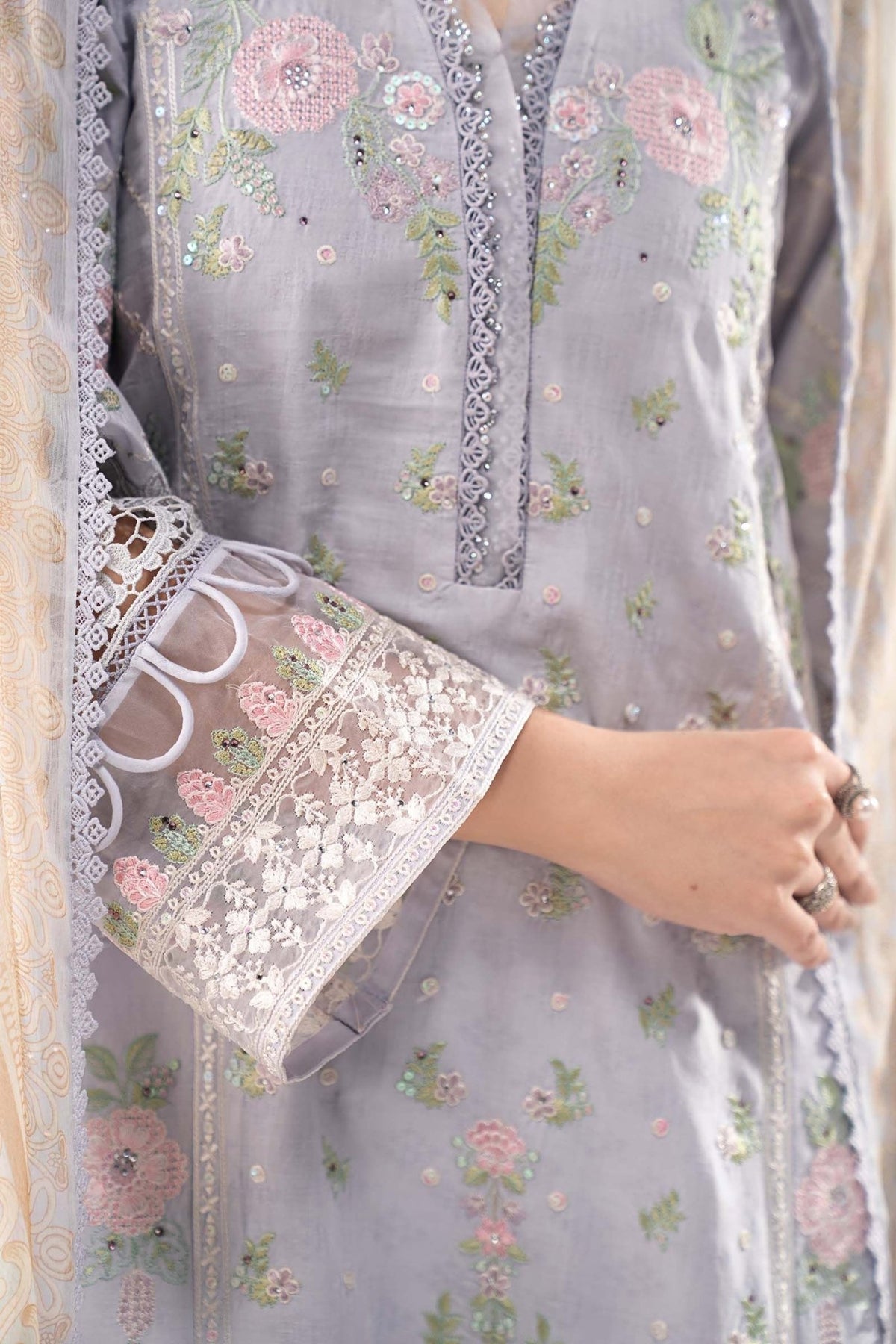 Maria B | RTW | 3 Piece Embroidered Dobby Lawn Suit-Brand:Maria B-Type:Luxury Pret-Blue - House of Maryam- Buy in UK, USA