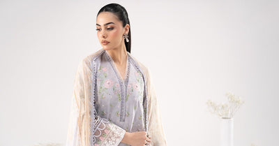 Maria B | RTW | 3 Piece Embroidered Dobby Lawn Suit-Brand:Maria B-Type:Luxury Pret-Blue - House of Maryam- Buy in UK, USA