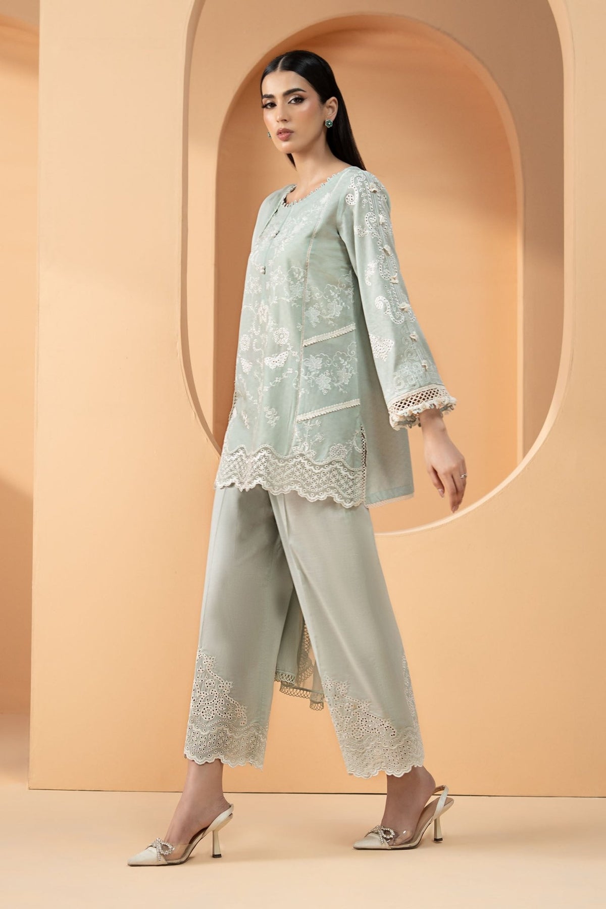 Maria B | RTW | 3 Piece Embroidered Dobby Lawn Suit-Brand:Maria B-Type:Luxury Pret-Blue - House of Maryam- Buy in UK, USA