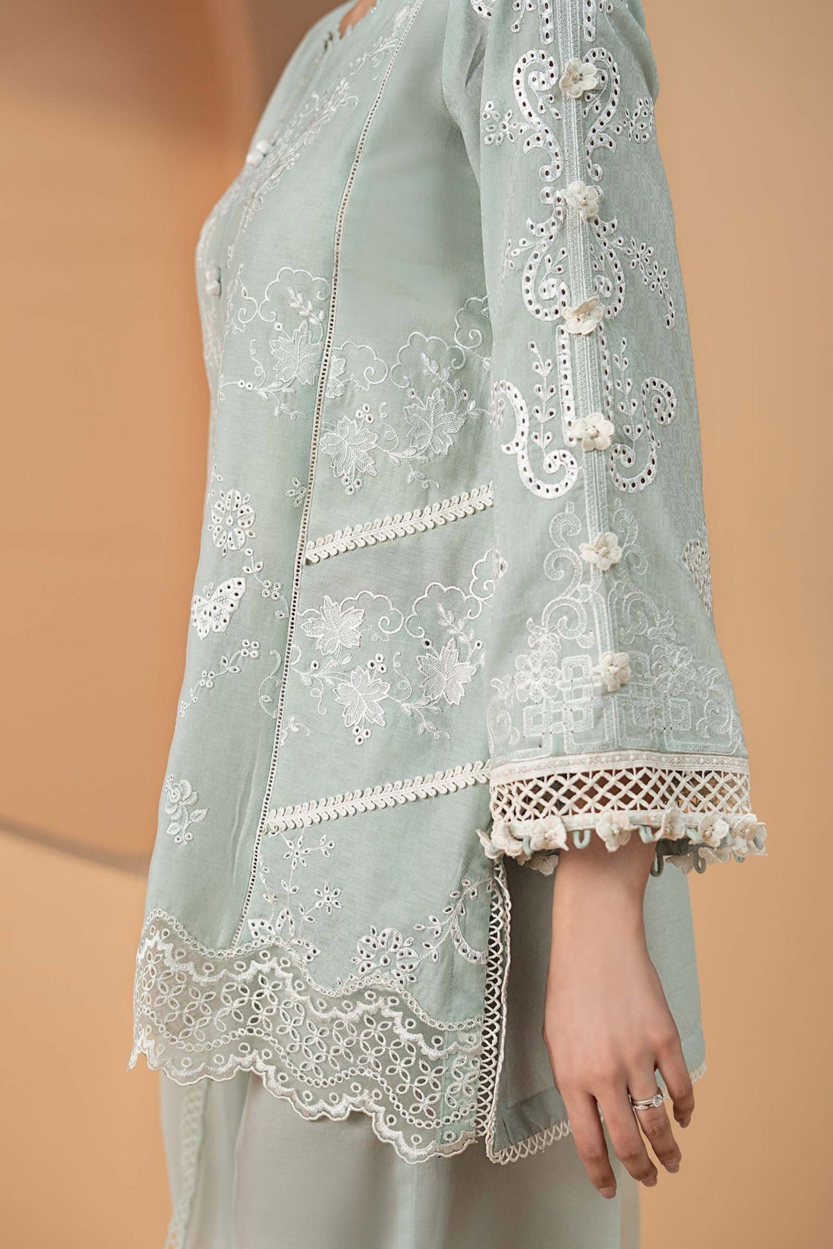 Maria B | RTW | 3 Piece Embroidered Dobby Lawn Suit-Brand:Maria B-Type:Luxury Pret-Blue - House of Maryam- Buy in UK, USA