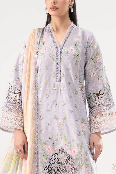 Maria B | RTW | 3 Piece Embroidered Dobby Lawn Suit-Brand:Maria B-Type:Luxury Pret-Blue - House of Maryam- Buy in UK, USA
