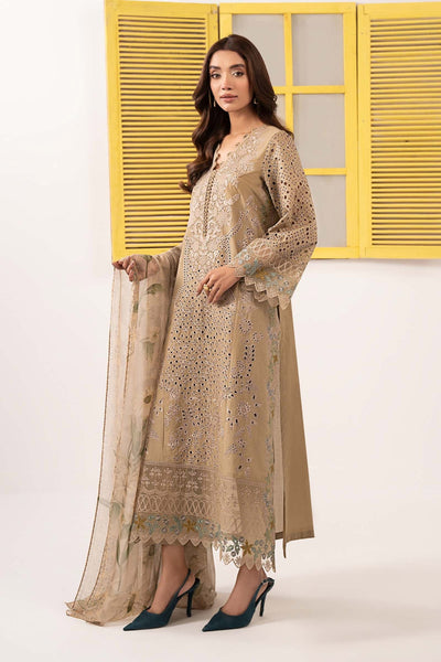 Maria B | RTW | 3 Piece Embroidered Dobby Lawn Suit-Brand:Maria B-Type:Luxury Pret-Brown - House of Maryam- Buy in UK, USA