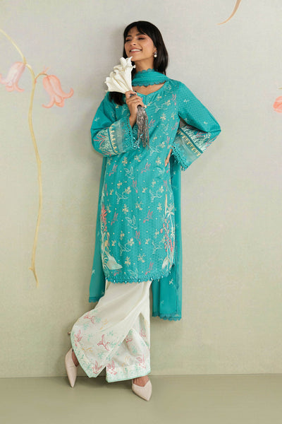 Maria B | RTW | 3 Piece Embroidered Dobby Lawn Suit-Brand:Maria B-Type:Luxury Pret-Ferozi - House of Maryam- Buy in UK, USA