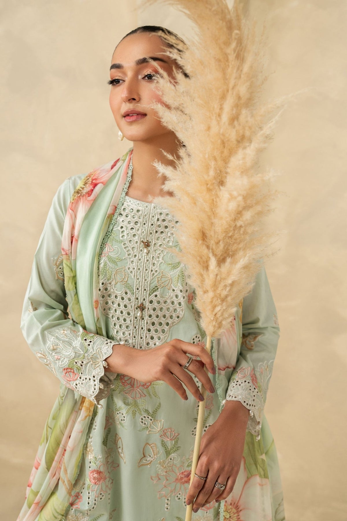 Maria B | RTW | 3 Piece Embroidered Dobby Lawn Suit-Brand:Maria B-Type:Luxury Pret-Ferozi - House of Maryam- Buy in UK, USA