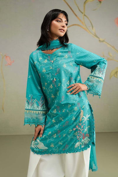 Maria B | RTW | 3 Piece Embroidered Dobby Lawn Suit-Brand:Maria B-Type:Luxury Pret-Ferozi - House of Maryam- Buy in UK, USA