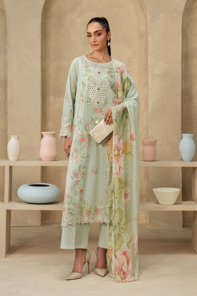 Maria B | RTW | 3 Piece Embroidered Dobby Lawn Suit-Brand:Maria B-Type:Luxury Pret-Ferozi - House of Maryam- Buy in UK, USA