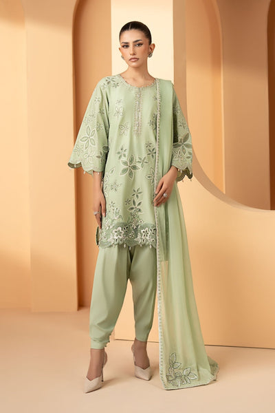 Maria B | RTW | 3 Piece Embroidered Dobby Lawn Suit-Brand:Maria B-Type:Luxury Pret-Green - House of Maryam- Buy in UK, USA
