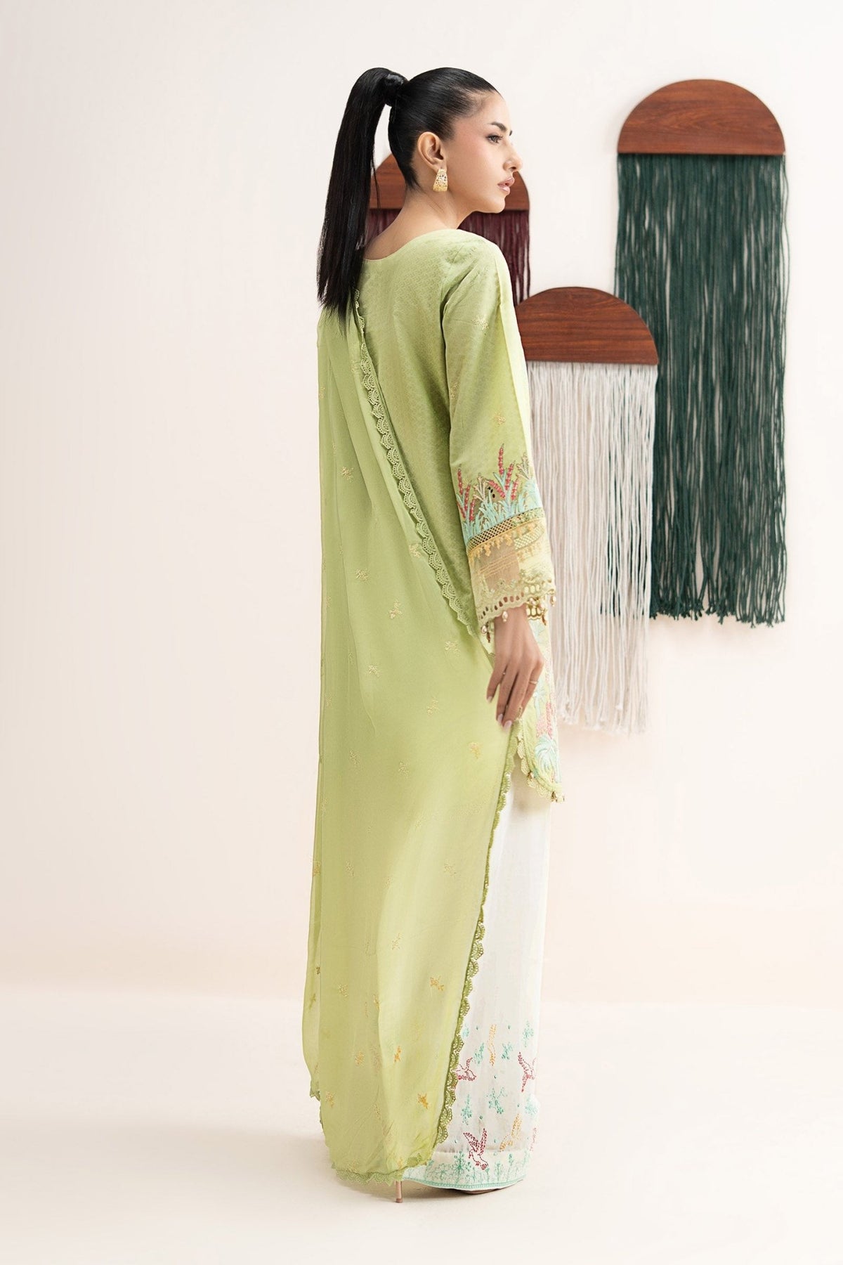 Maria B | RTW | 3 Piece Embroidered Dobby Lawn Suit-Brand:Maria B-Type:Luxury Pret-Green - House of Maryam- Buy in UK, USA