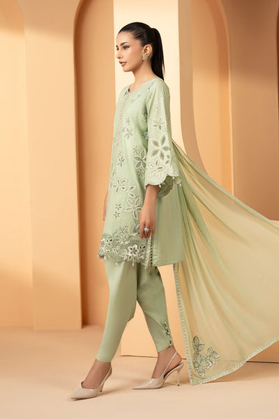 Maria B | RTW | 3 Piece Embroidered Dobby Lawn Suit-Brand:Maria B-Type:Luxury Pret-Green - House of Maryam- Buy in UK, USA
