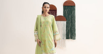 Maria B | RTW | 3 Piece Embroidered Dobby Lawn Suit-Brand:Maria B-Type:Luxury Pret-Green - House of Maryam- Buy in UK, USA