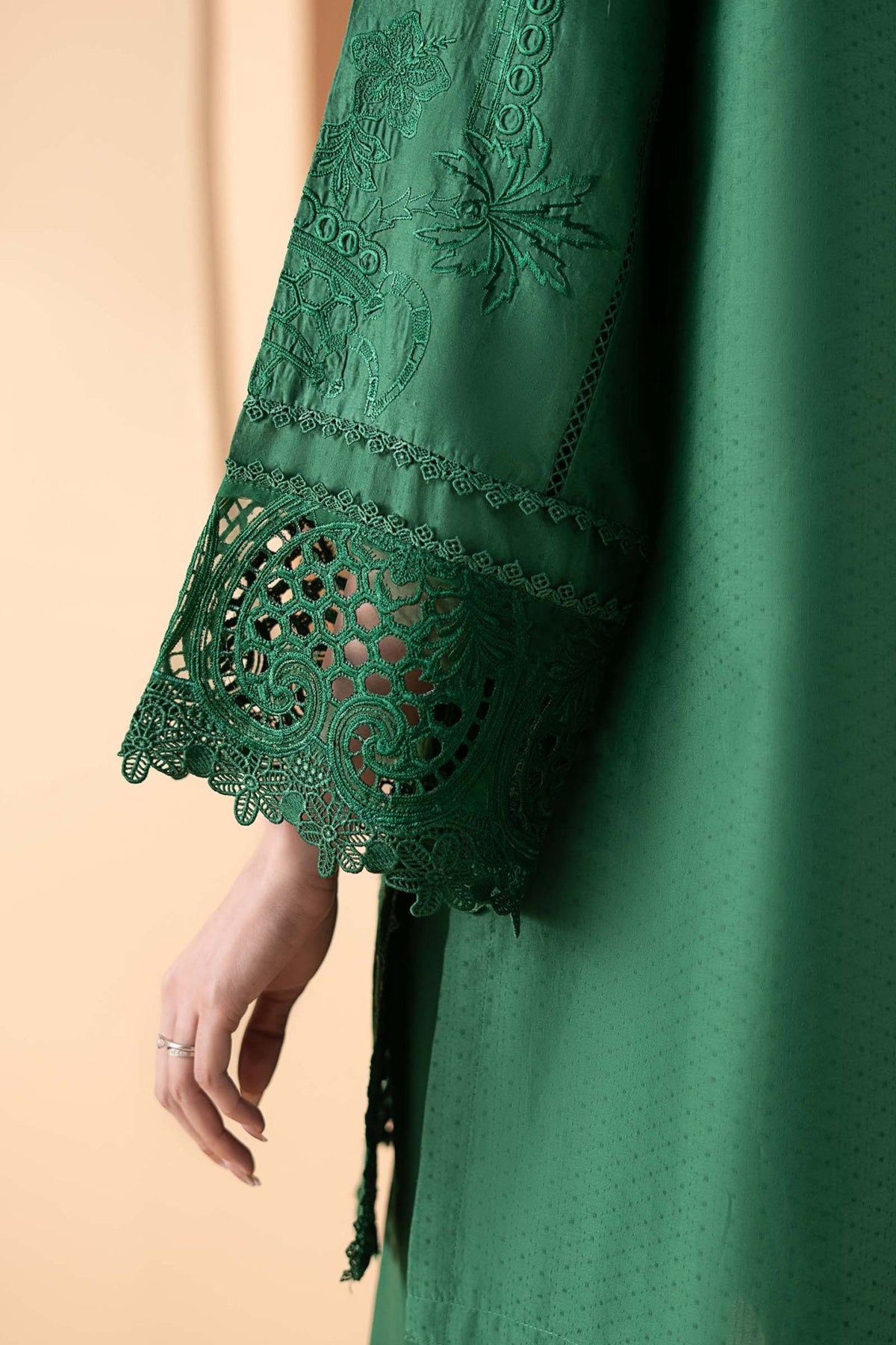 Maria B | RTW | 3 Piece Embroidered Dobby Lawn Suit-Brand:Maria B-Type:Luxury Pret-Green - House of Maryam- Buy in UK, USA