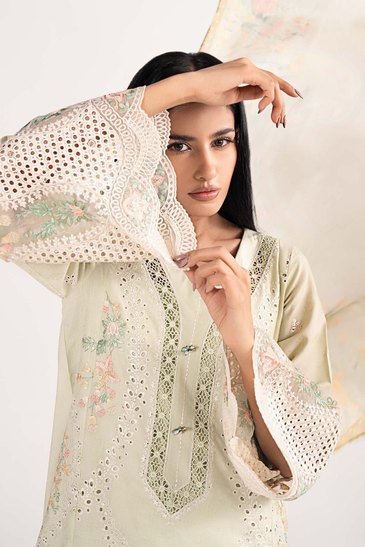 Maria B | RTW | 3 Piece Embroidered Dobby Lawn Suit-Brand:Maria B-Type:Luxury Pret-Green - House of Maryam- Buy in UK, USA
