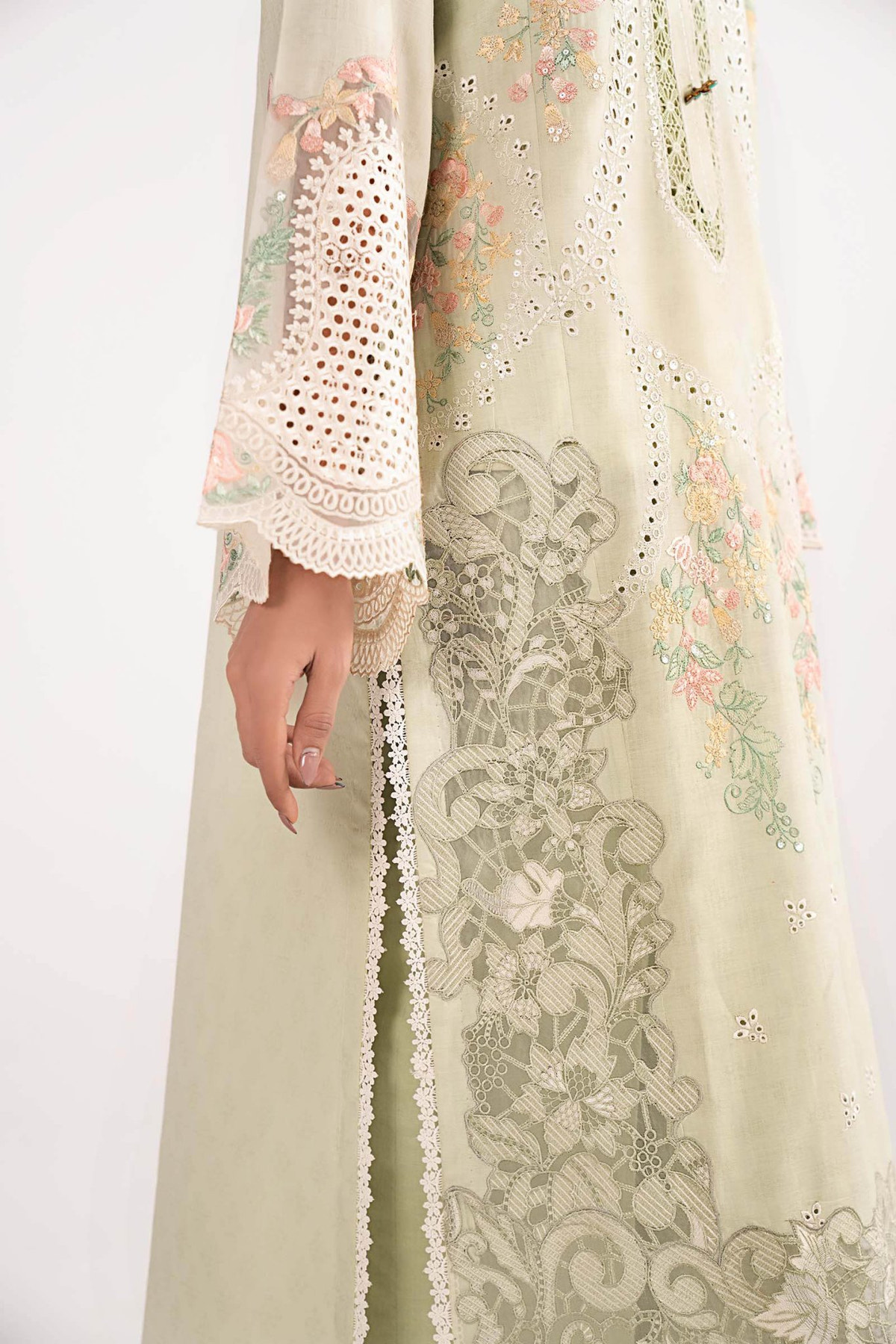 Maria B | RTW | 3 Piece Embroidered Dobby Lawn Suit-Brand:Maria B-Type:Luxury Pret-Green - House of Maryam- Buy in UK, USA