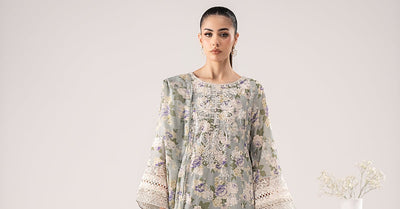 Maria B | RTW | 3 Piece Embroidered Dobby Lawn Suit-Brand:Maria B-Type:Luxury Pret-Green - House of Maryam- Buy in UK, USA