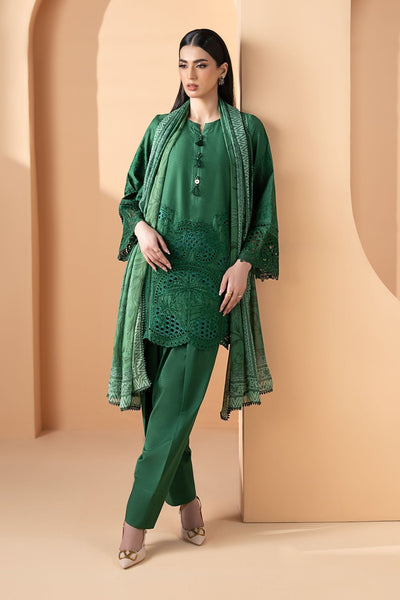 Maria B | RTW | 3 Piece Embroidered Dobby Lawn Suit-Brand:Maria B-Type:Luxury Pret-Green - House of Maryam- Buy in UK, USA
