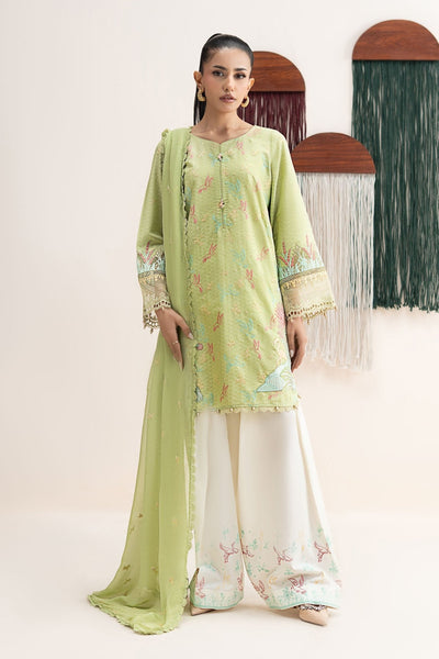 Maria B | RTW | 3 Piece Embroidered Dobby Lawn Suit-Brand:Maria B-Type:Luxury Pret-Green - House of Maryam- Buy in UK, USA