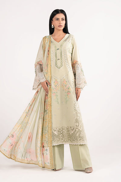Maria B | RTW | 3 Piece Embroidered Dobby Lawn Suit-Brand:Maria B-Type:Luxury Pret-Green - House of Maryam- Buy in UK, USA